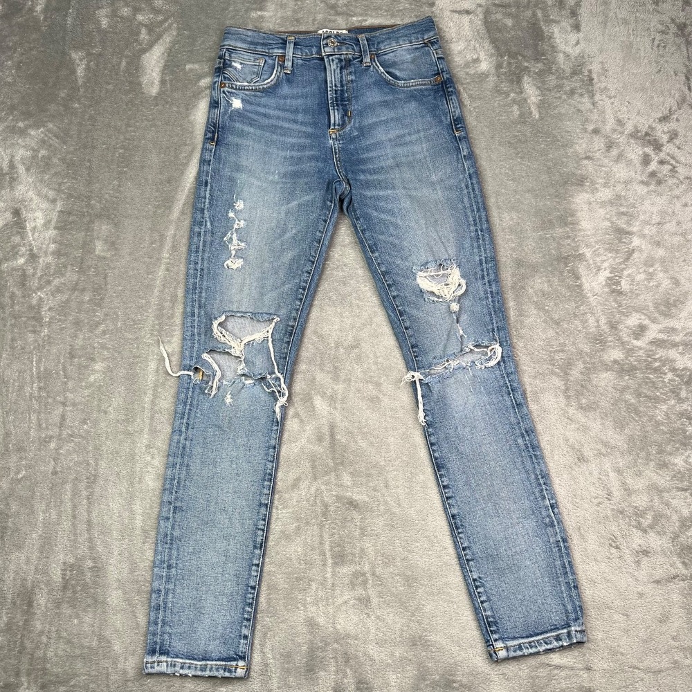 Agolde Jeans Womens 25 Blue Sophie High Rise Skinny Fit Distressed Made in USA‎